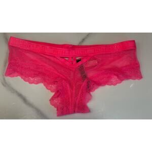 Victorias Secret Womens Panties Small Neon Hot Pink Full Lace Cheeky Panty NEW